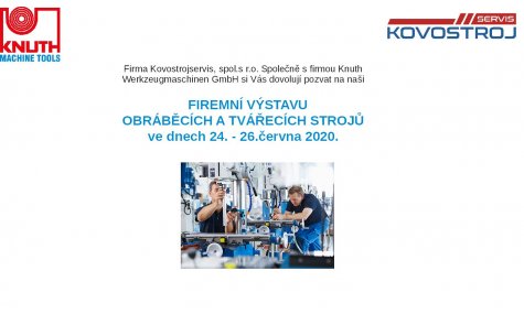 Pozvánka na firemní výstavu obráběcích a tvářecích strojů Knuth 2020